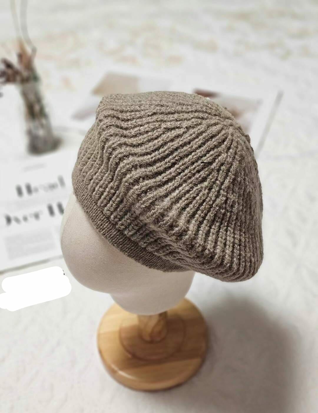 BN3225 針織羊毛畫家款冷帽