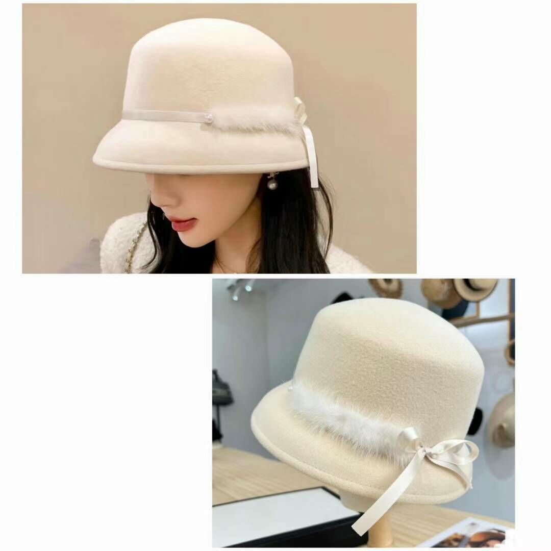 BN3226 小貴婦羽毛拼接羊毛小高帽