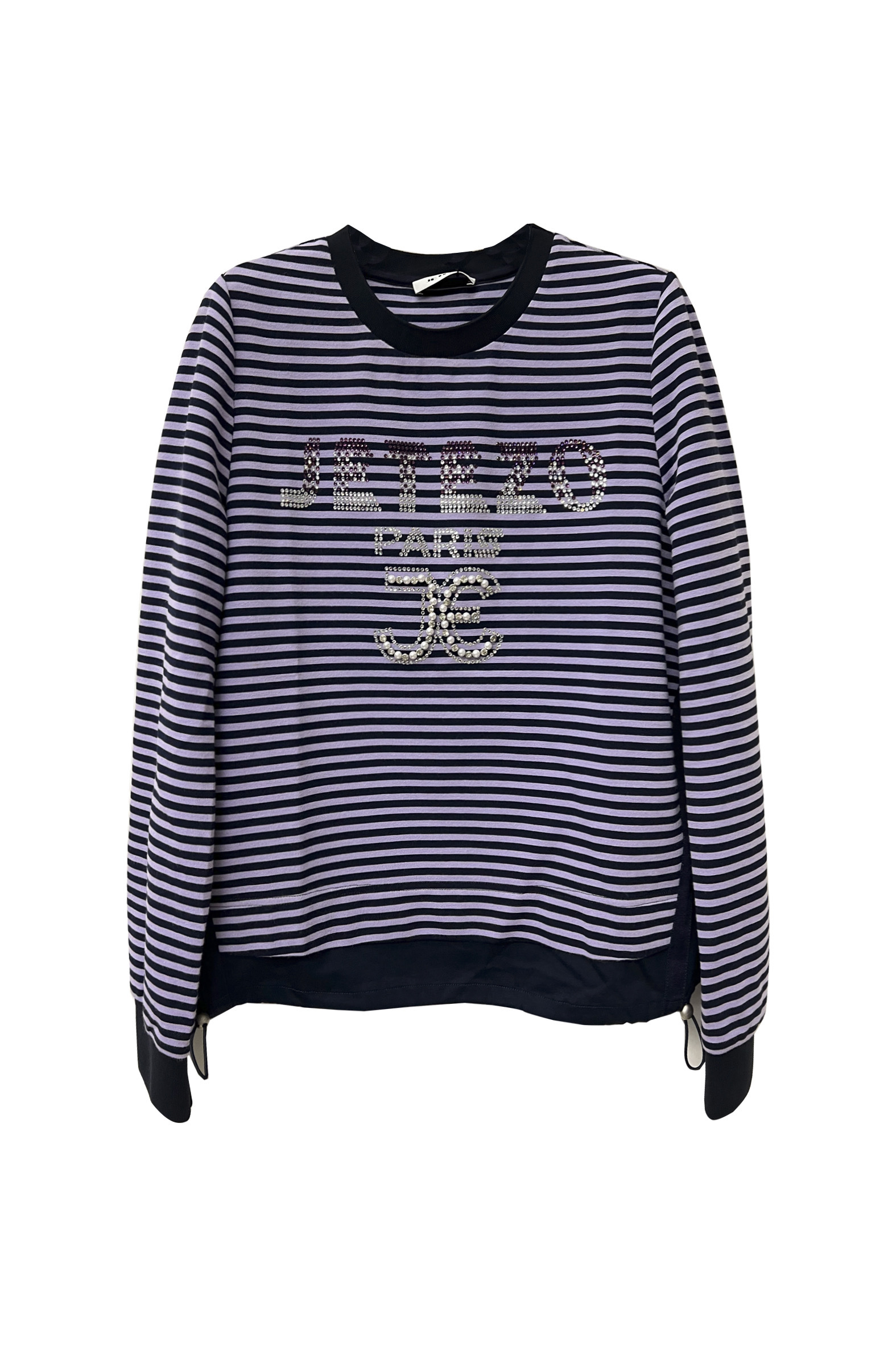 BD15359A2 LOGO細鑽釘珠細條紋上衣