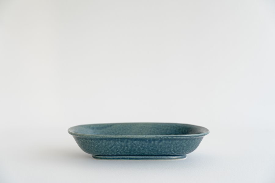 村上雄一-湖水色橢圓烤盤 小