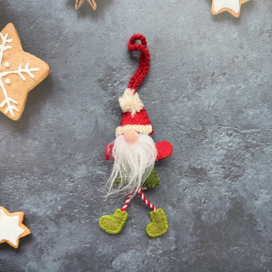 毛毛鬍子耶誕老人 - 穿鞋 | 節日吊飾