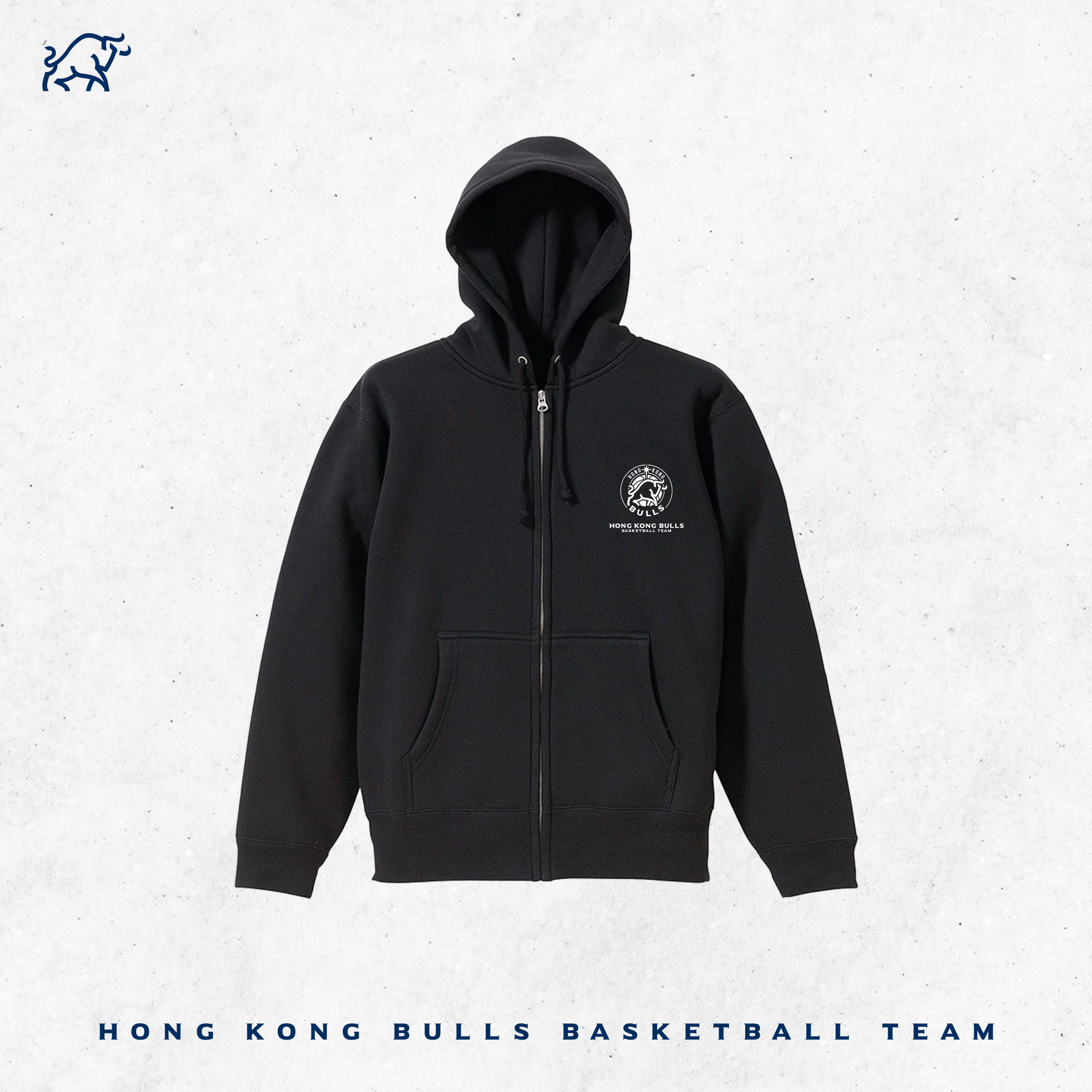香港金牛連帽拉鍊衛衣 (黑色)