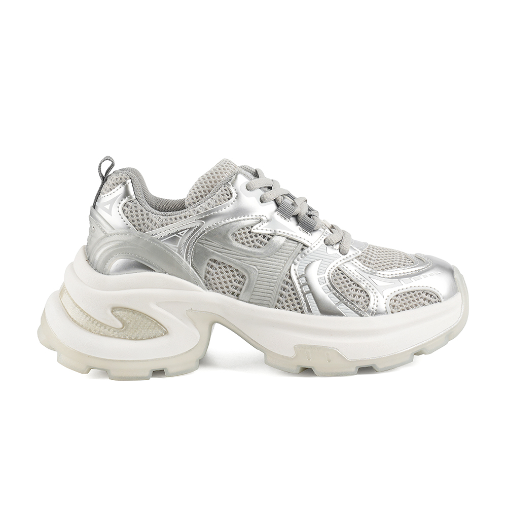 老爹鞋真皮拼接透氣網綁帶休閒鞋-銀灰│山打努Sandaru官方購物網站