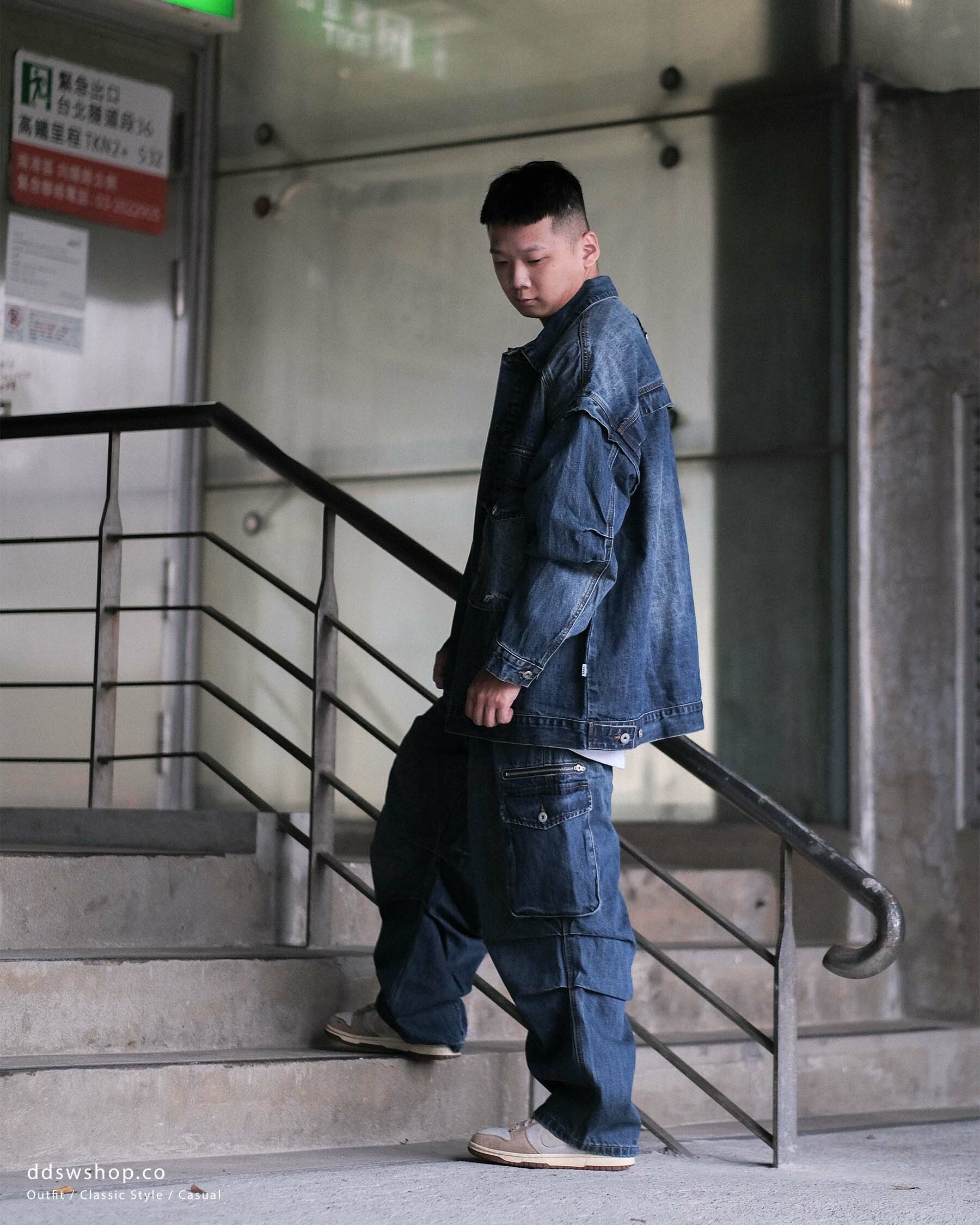 "現貨" ANST 八袋 刺繡牛仔長褲/深藍 ST.47