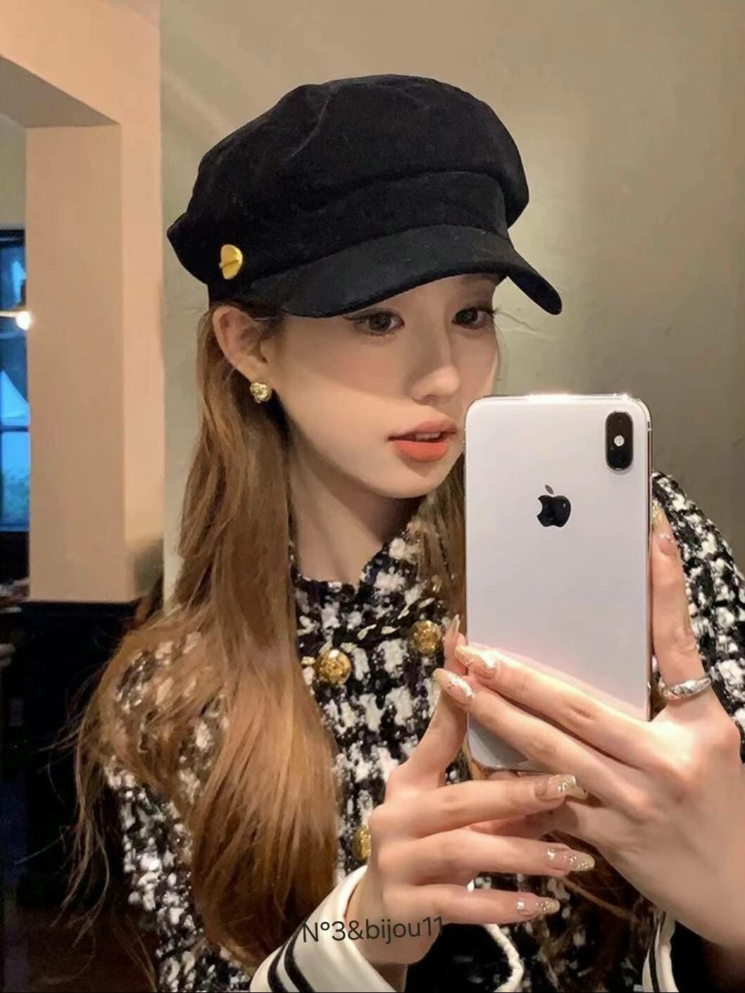 BN3233 復古麂皮貝蕾鴨嘴帽