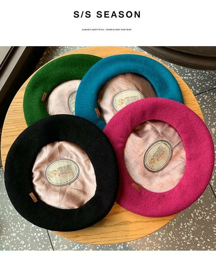 BN3235 小金牌羊毛貝雷帽