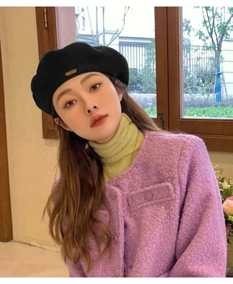 BN3235 小金牌羊毛貝雷帽