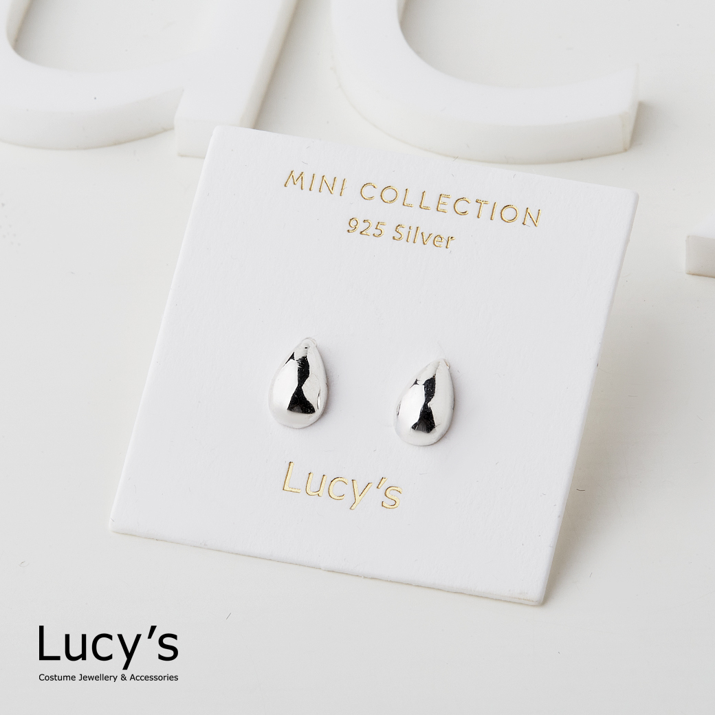 925純銀 〔輕銀系列〕光面蛋型 耳環 (78035)