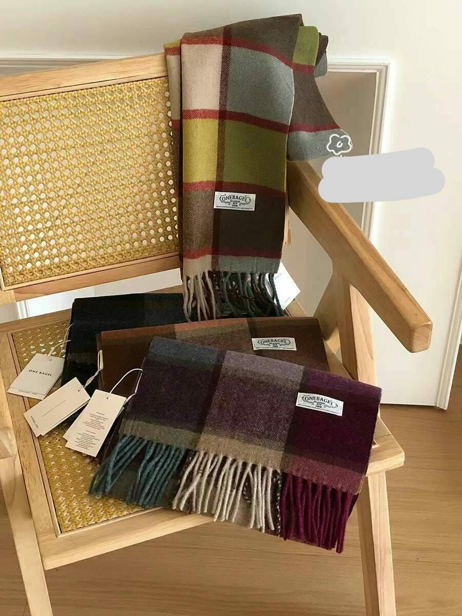 BN3237 秋冬深色系多色拼頸巾