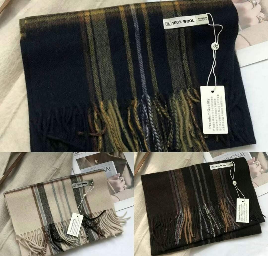 BN3239 JK風格羊毛拼色格仔頸巾