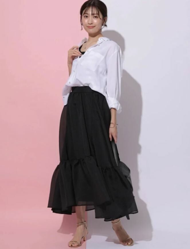 [現貨]折扣 Apuweiser-riche 不規則下擺疊層半身裙 黑色S號