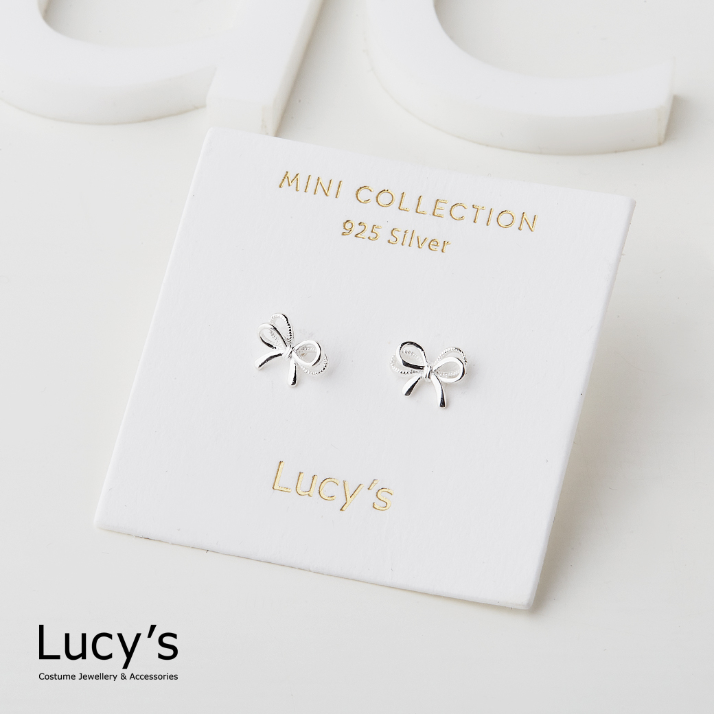 *925純銀 〔輕銀系列〕蝴蝶結 耳環 (118957)