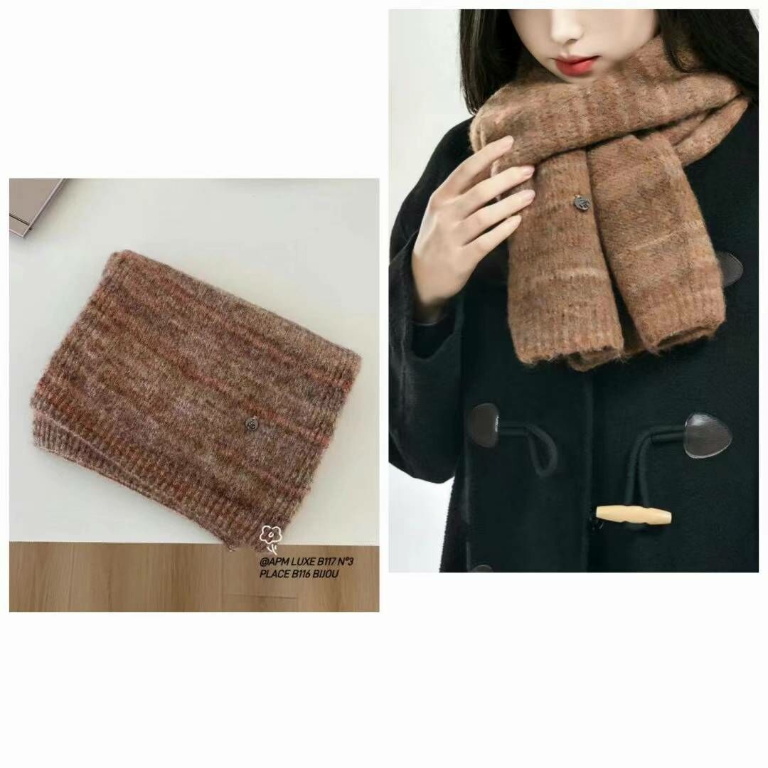 BN3246 橫紋拼色柔軟羊毛短圍巾