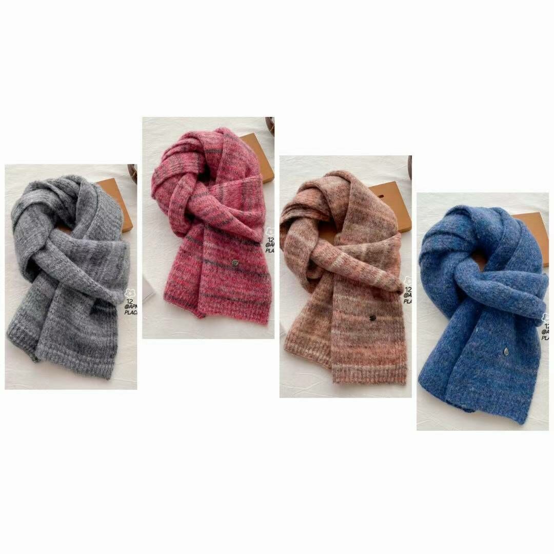 BN3246 橫紋拼色柔軟羊毛短圍巾