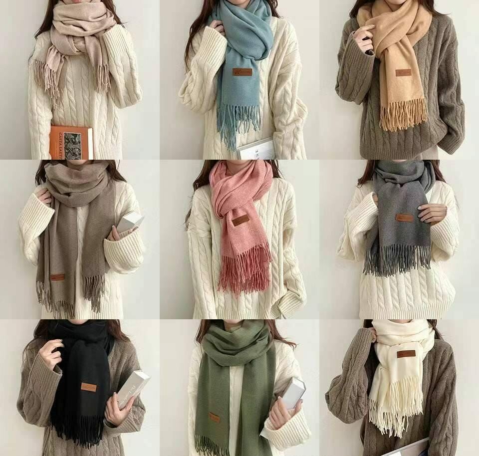 BN3247 薄身針織款淨色羊毛圍巾