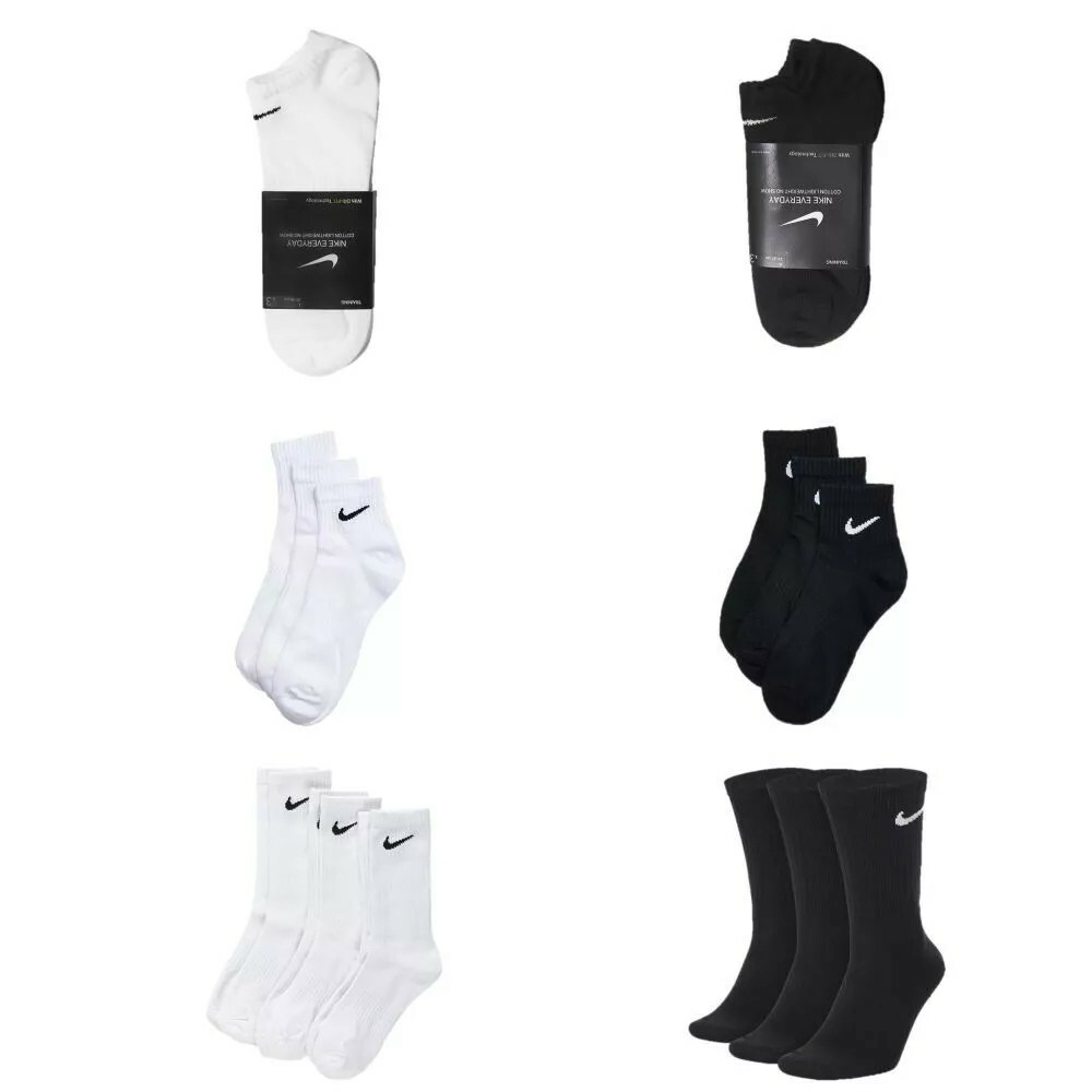 Nike Everyday Cushion Crew 長襪/中筒襪/短襪 白黑 三雙一組