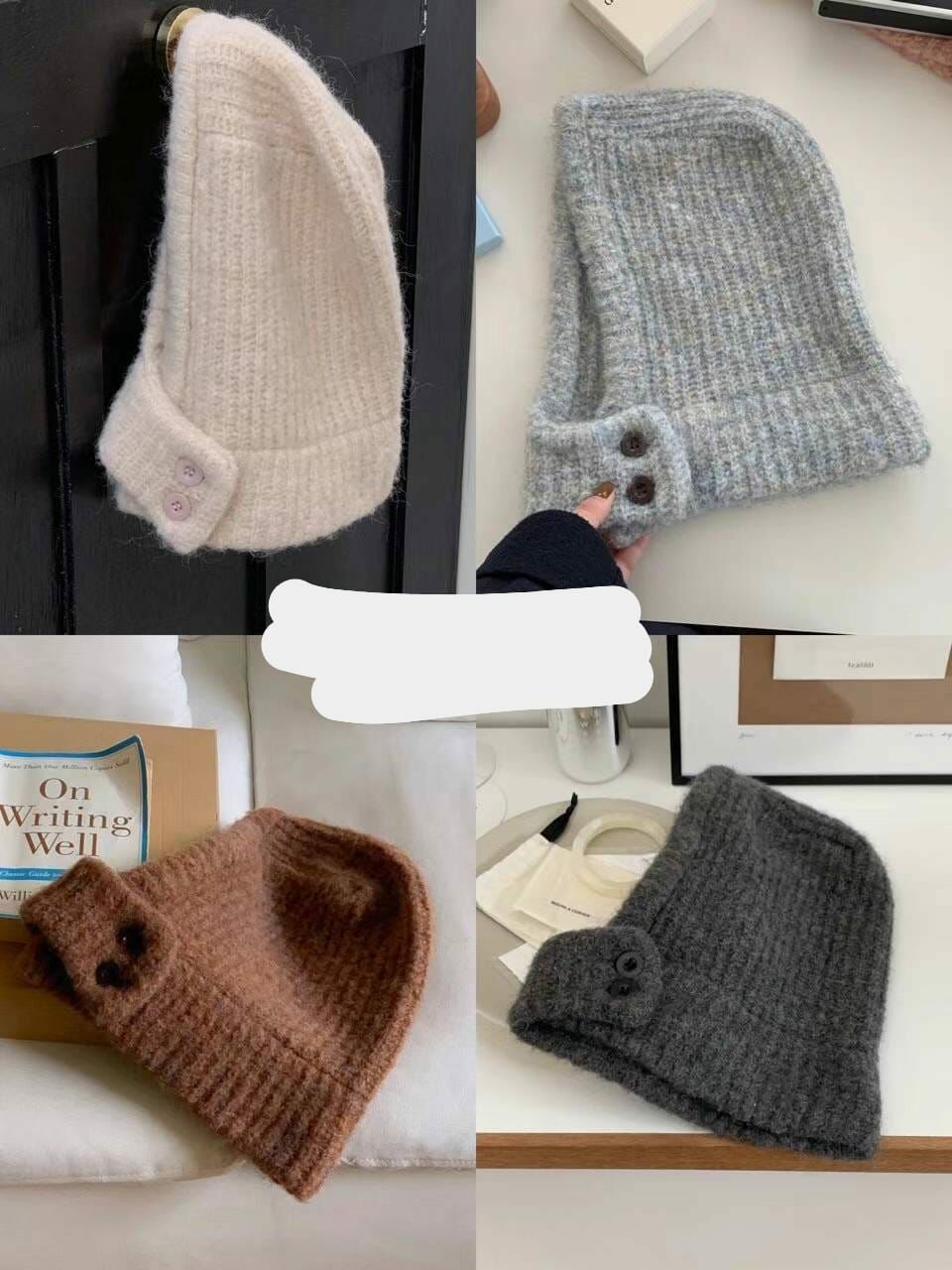 BN3252 絨毛感粗直紋圍巾連帽