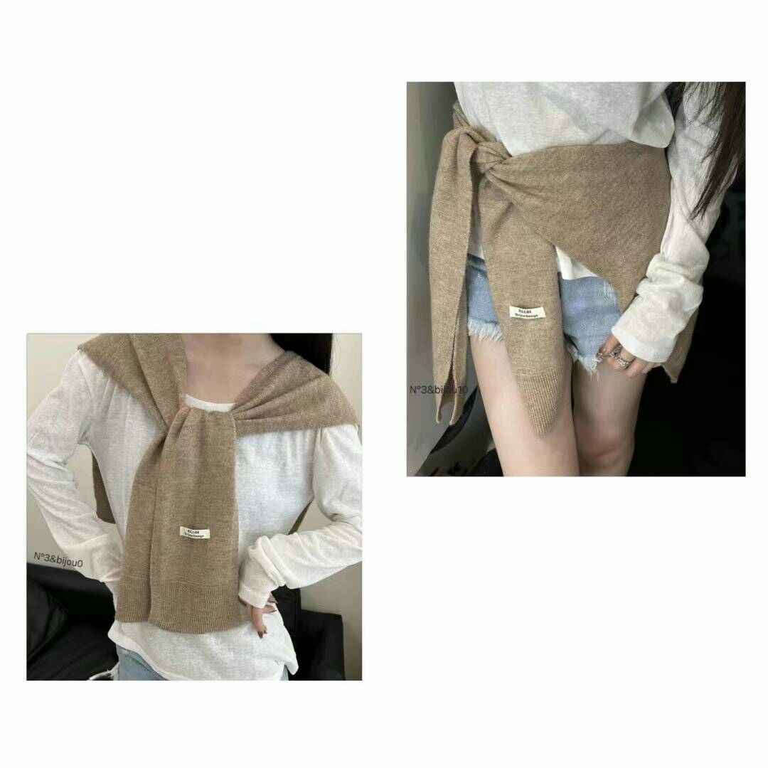 BN3253 多色薄針織假外套披肩