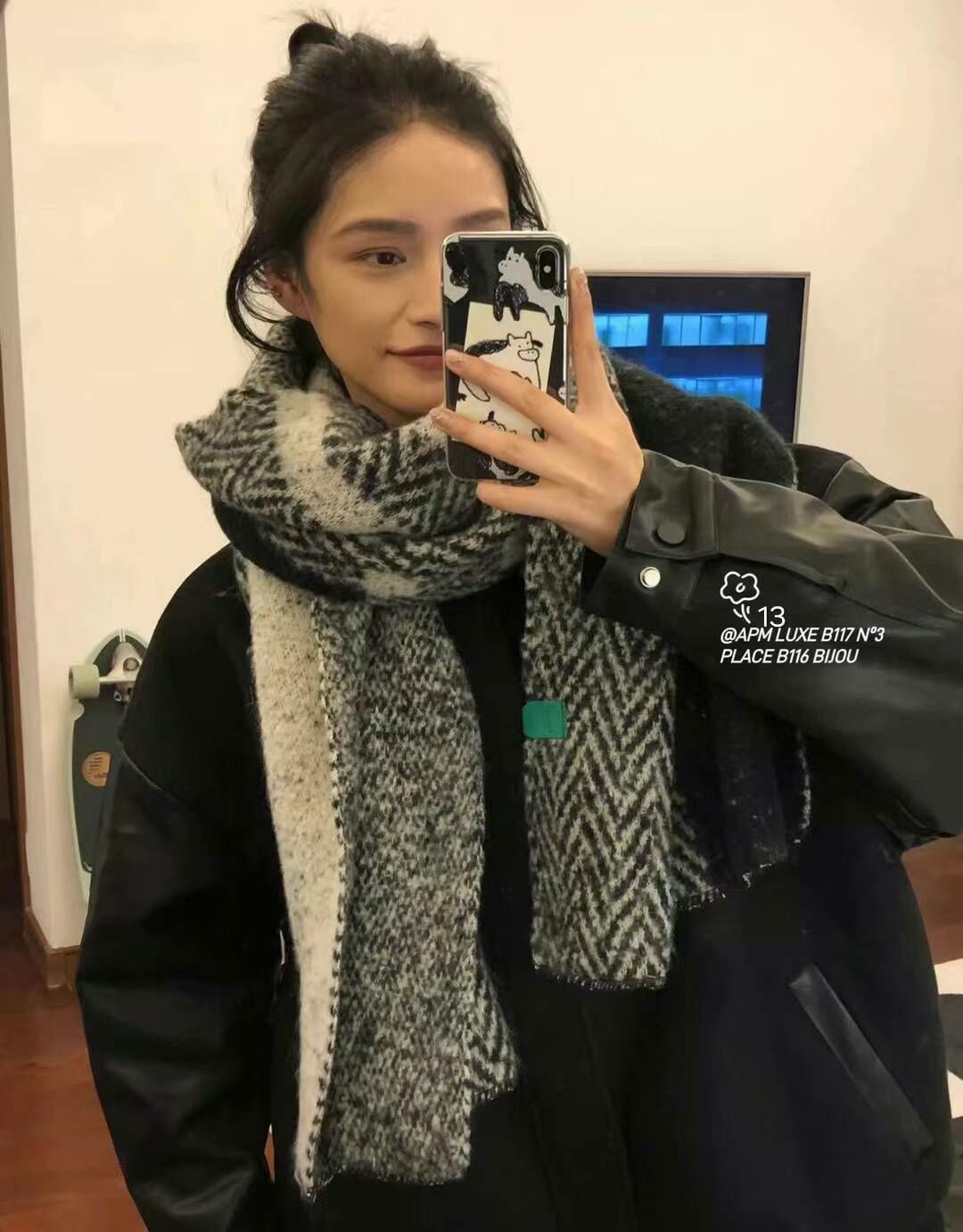 BN3255 雙面V紋羊毛大披肩