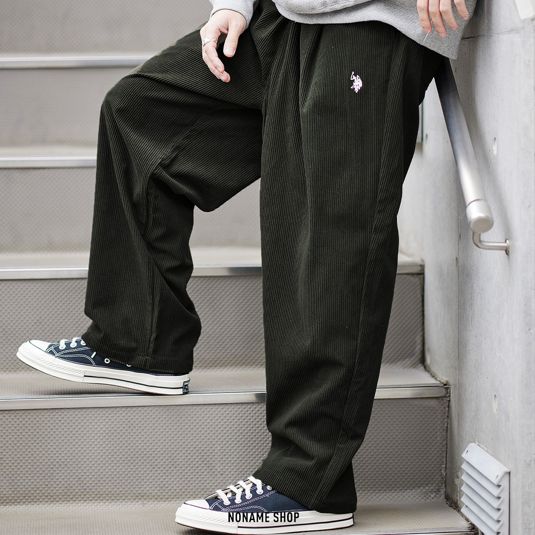 U.S. POLO ASSN. 刺繡 LOGO 寬鬆 燈芯絨 氣球褲 廚師褲 長褲 四色 (男款)