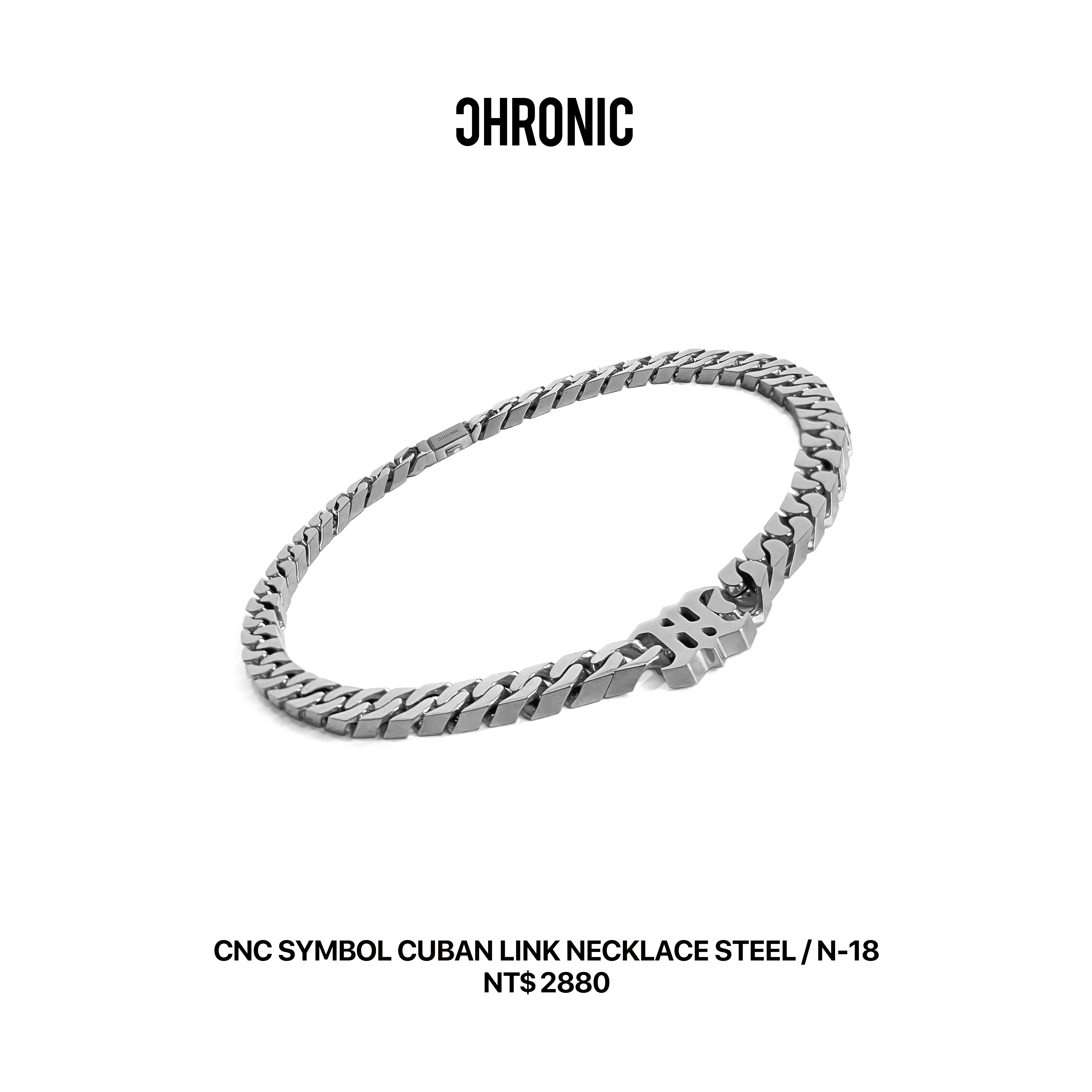CNC SYMBOL CUBAN LINK NECKLACE STEEL / N-18
