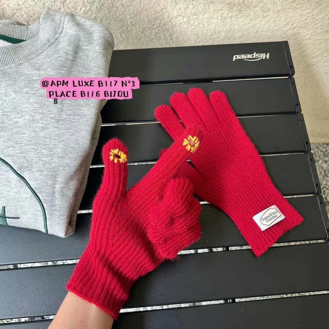 BN3262 直條紋大標籤淨色手套