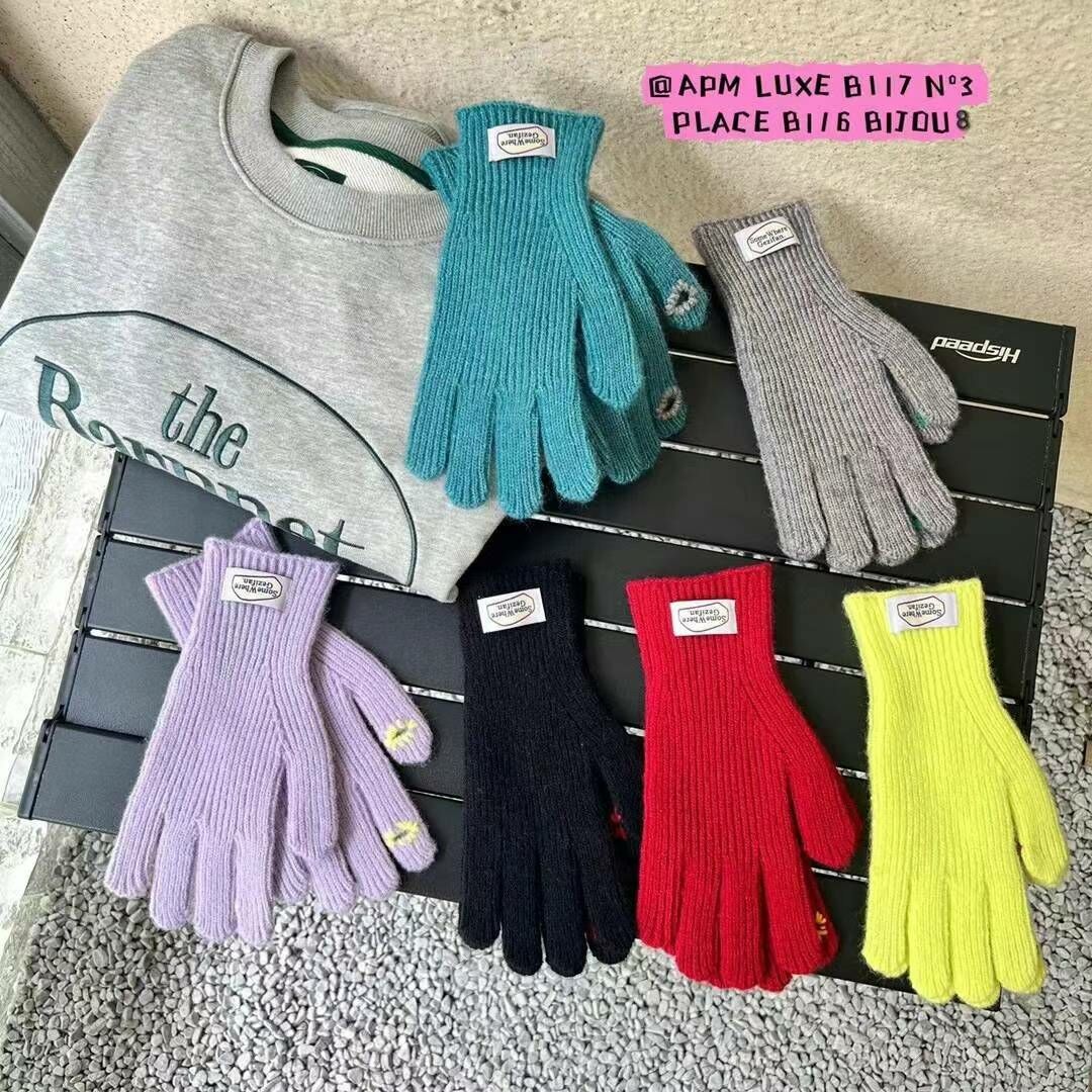 BN3262 直條紋大標籤淨色手套