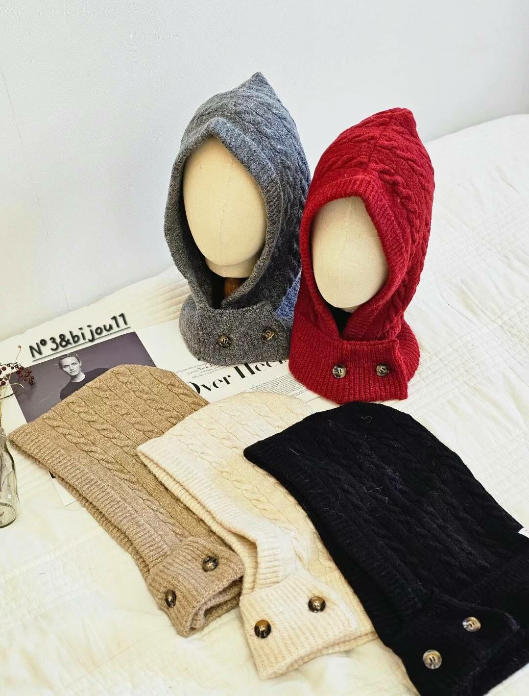 BN3271 麻花紋針織巴拉克拉法帽