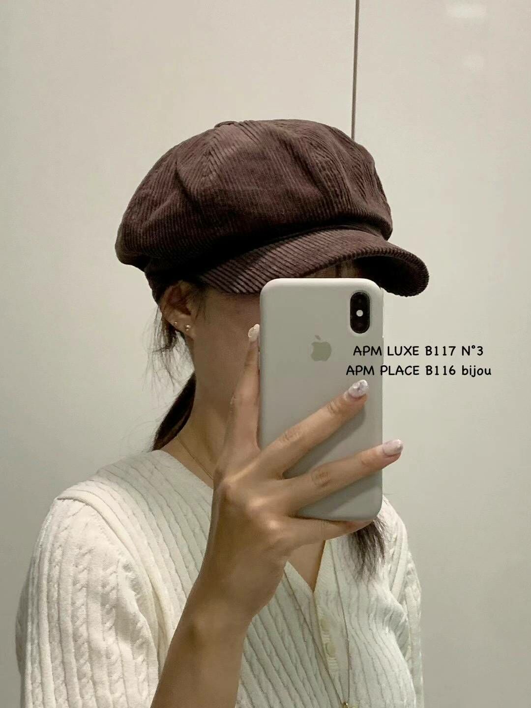 BN3274 燈芯絨直條紋貝蕾鴨嘴帽