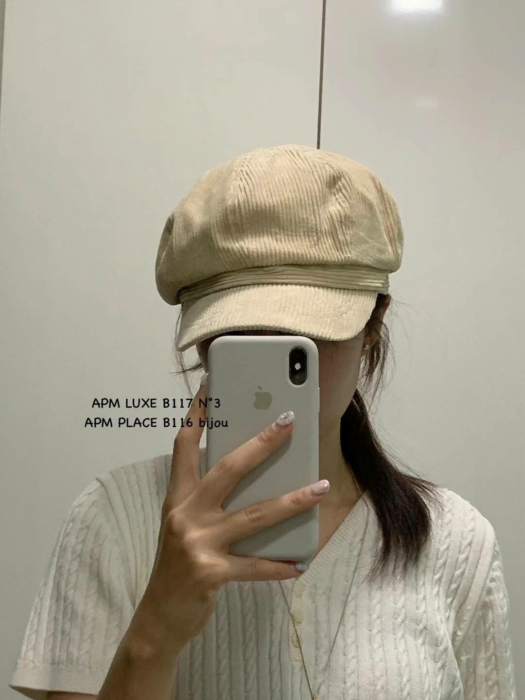 BN3274 燈芯絨直條紋貝蕾鴨嘴帽