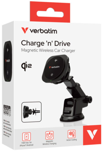 （2026新年限時優惠）Verbatim Charge'n'Drive Qi2 15W 磁吸無線車用充電器 CND-02 (31861)