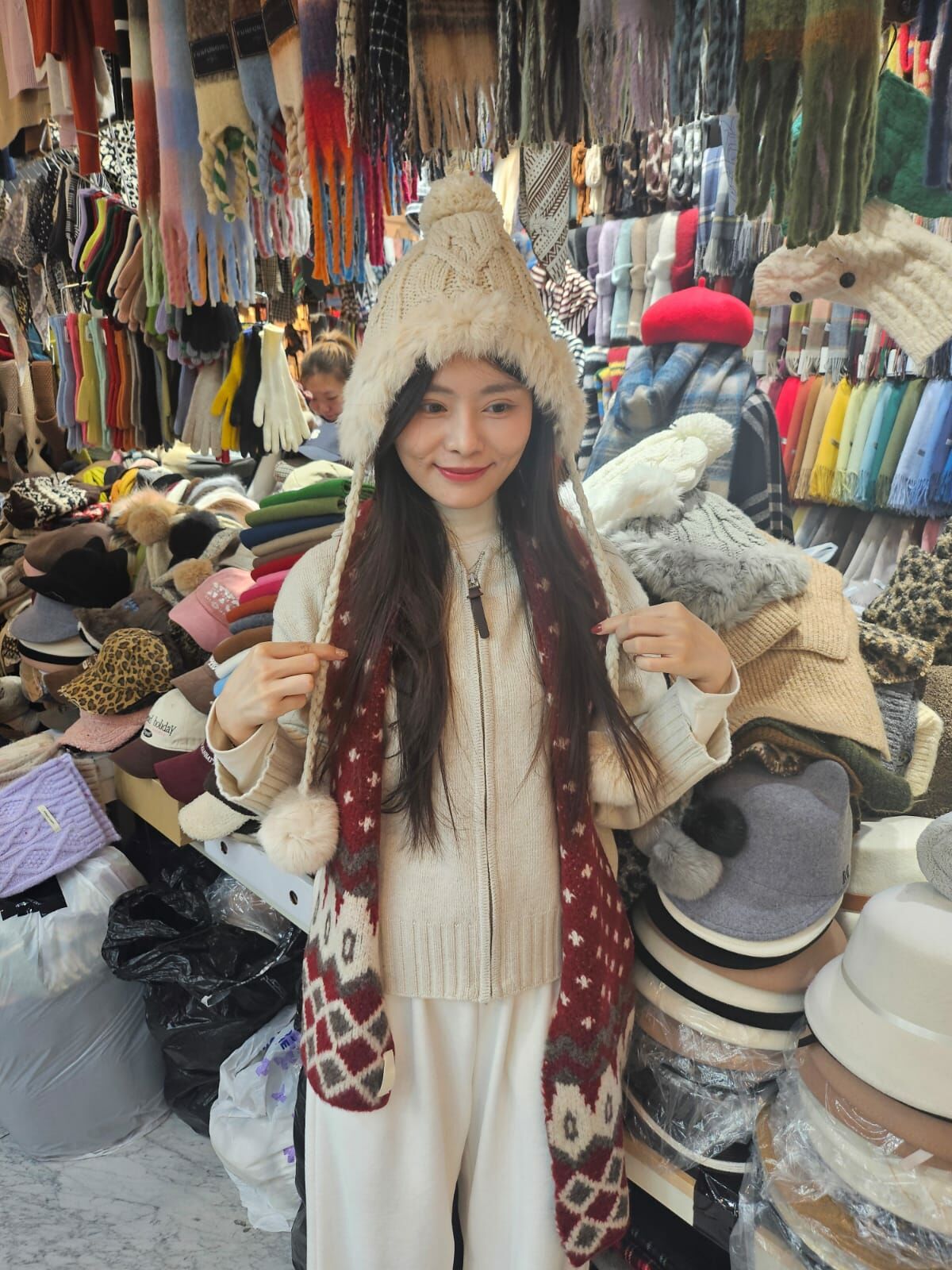 BN3268 毛毛邊粗棒針織冷帽