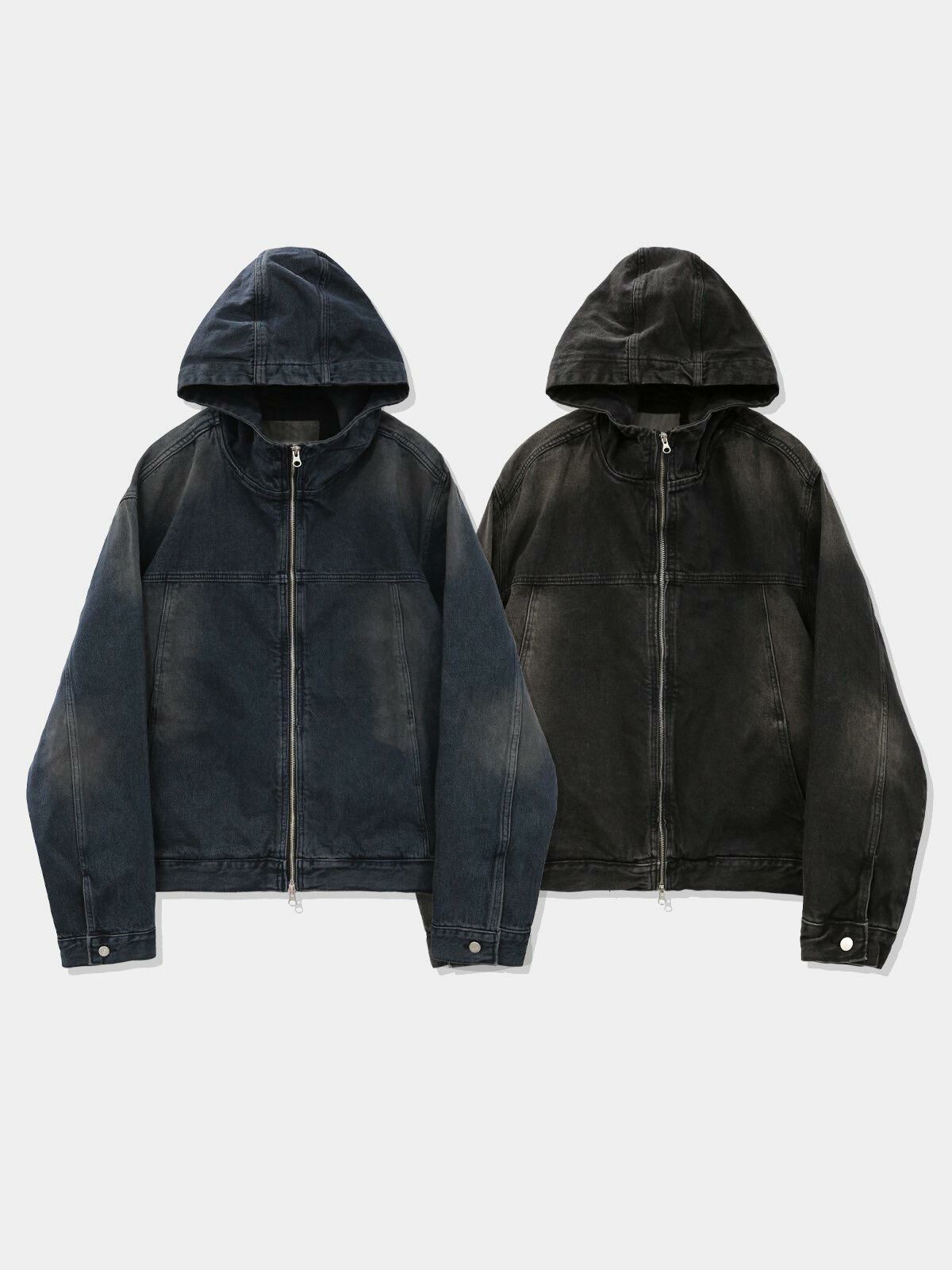 洗水連帽牛仔拉鍊外套 OWN-051JK