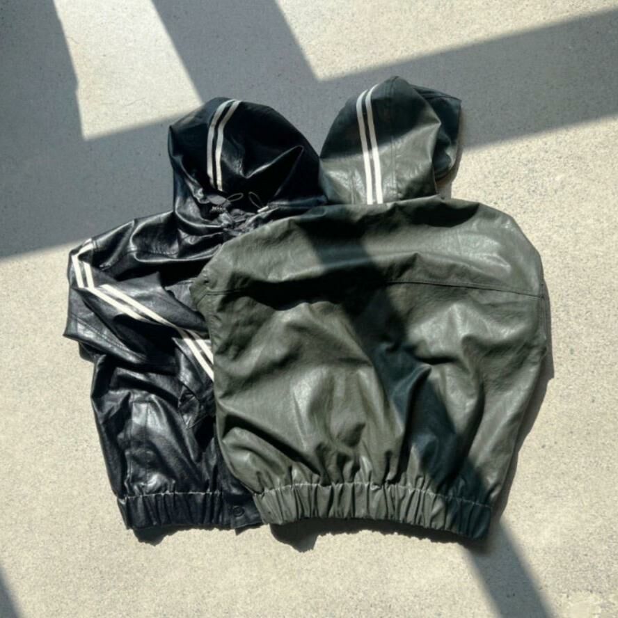 雙間連帽開胸合成皮褸 OWN-052JK