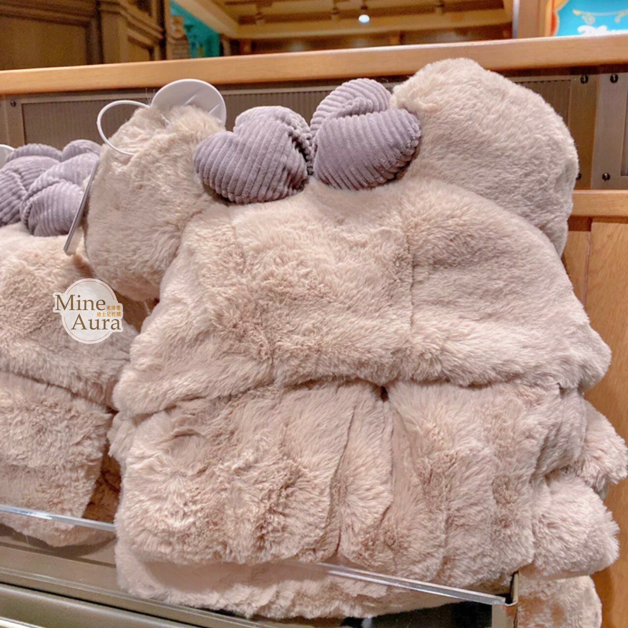 米妮 Minnie 蝴蝶結 米奇耳朵 連帽造型 披肩 毛毯 可摺疊收納 -上海迪士尼樂園