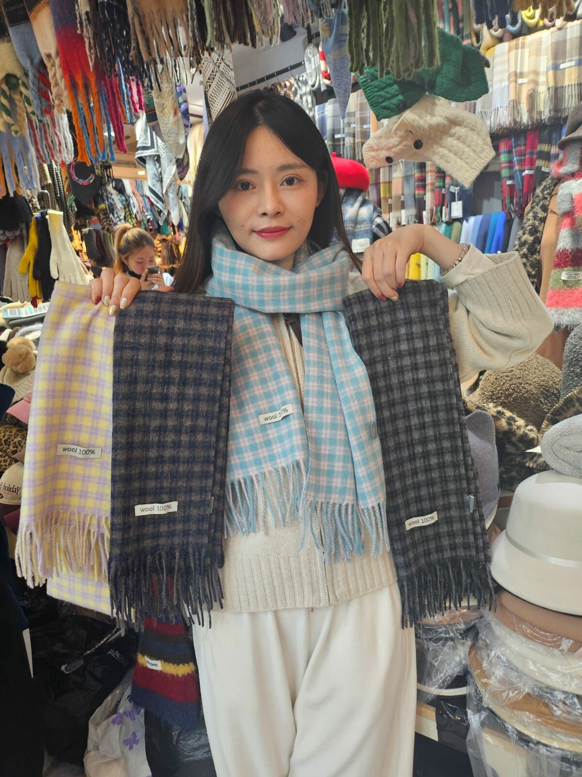 BN3285 小格紋頸巾