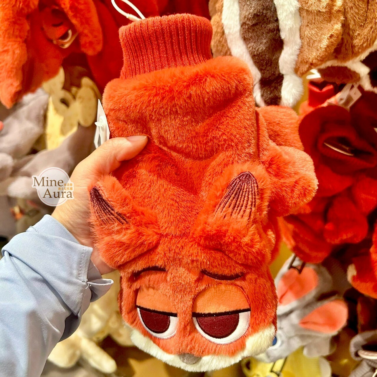 胡尼克 Nick 大頭絨毛 造型 保暖 露指 手套 動物方城市 Zootopia -上海迪士尼樂園