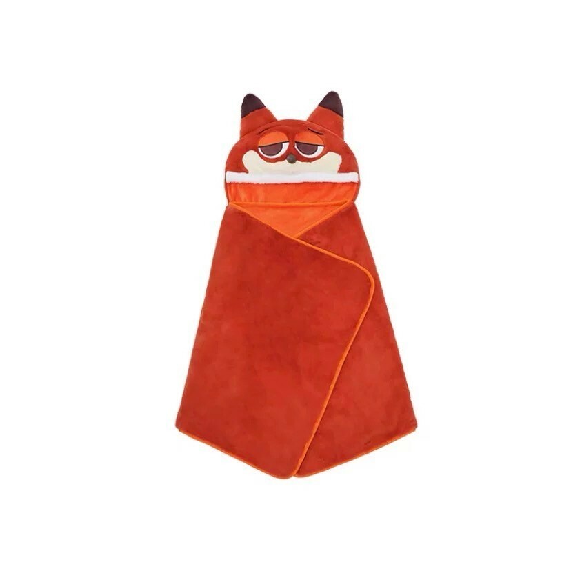 胡尼克 Nick 狐狸 連帽造型 披肩 毛毯 可摺疊收納 動物方城市 Zootopia -上海迪士尼樂園