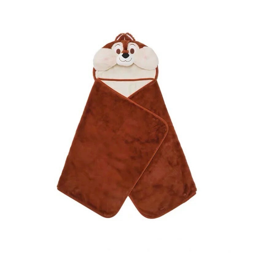 黑鼻 奇奇 Chip 連帽造型 披肩 毛毯 可摺疊收納 奇奇蒂蒂 Chip 'n Dale -上海迪士尼樂園