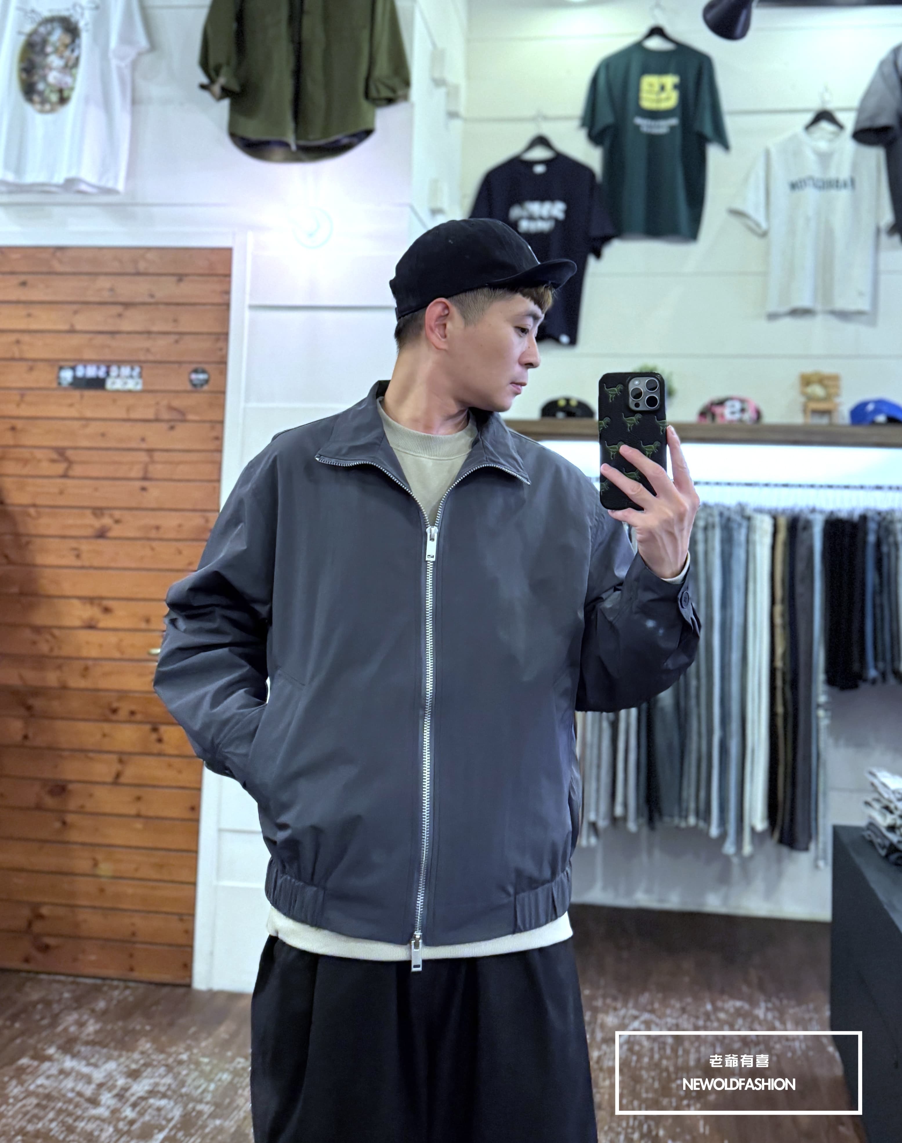 『新品上市』重磅原色素面拉鍊防風外套-灰(NOF24102602)