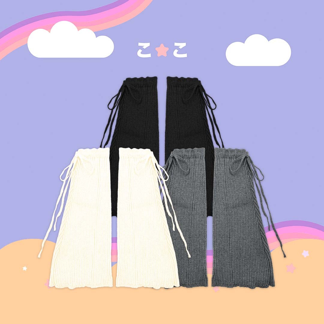 こ♡こ 蝴蝶結綁帶微喇叭襪套 - 35cm