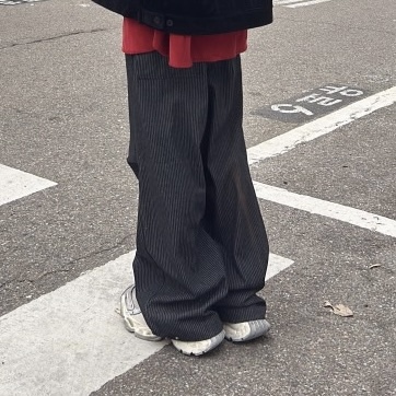 SYMPHONY 褲子-燈芯絨直條紋褲