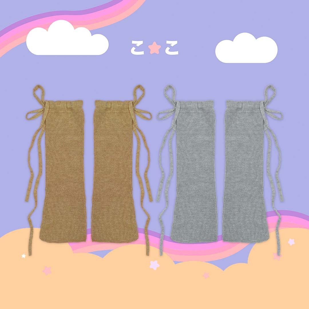 こ♡こ 蝴蝶結綁帶微喇叭襪套 - 45cm