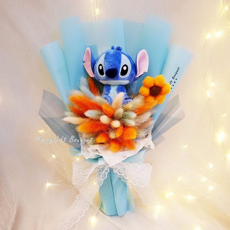 史迪奇兔尾草花束,Stitch Rabbit Tail Bouquet