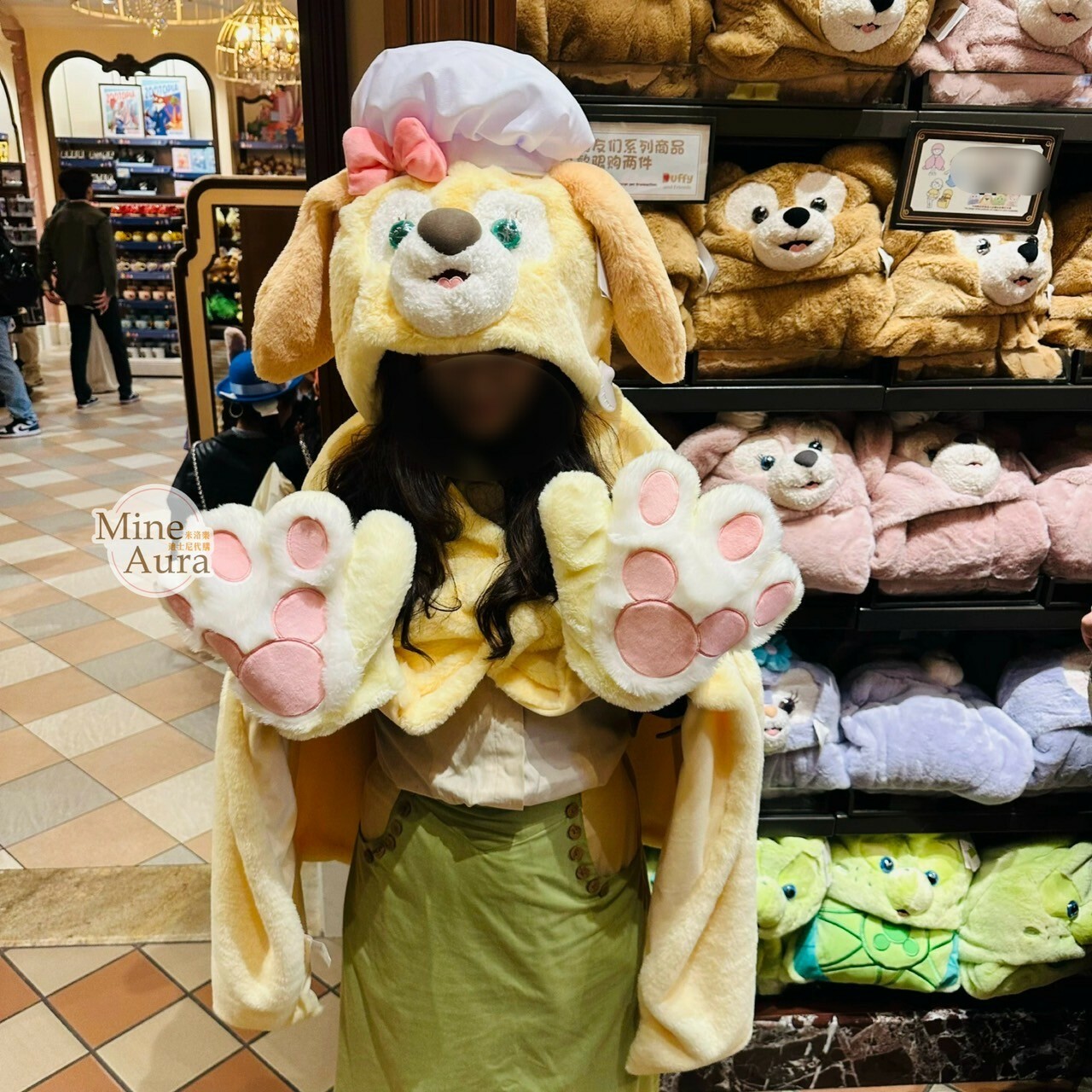 可琦安 餅乾 CookieAnn 吐舌表情 連帽造型 披肩 毛毯 可摺疊收納 -上海迪士尼樂園