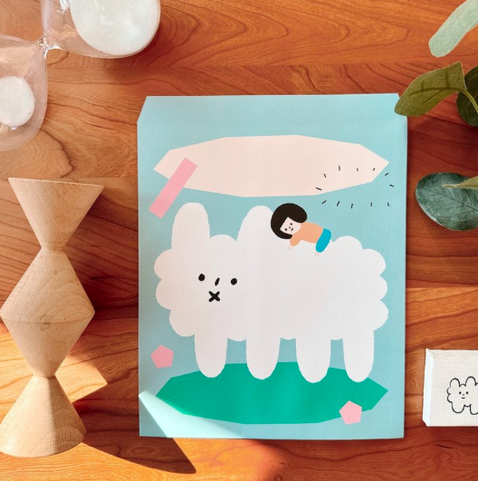 抱抱狗狗雲 8枚 大包裝紙袋｜右手超人