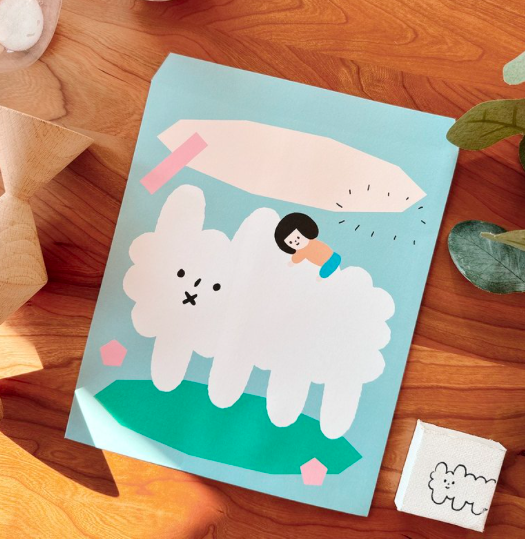 抱抱狗狗雲 8枚 大包裝紙袋｜右手超人