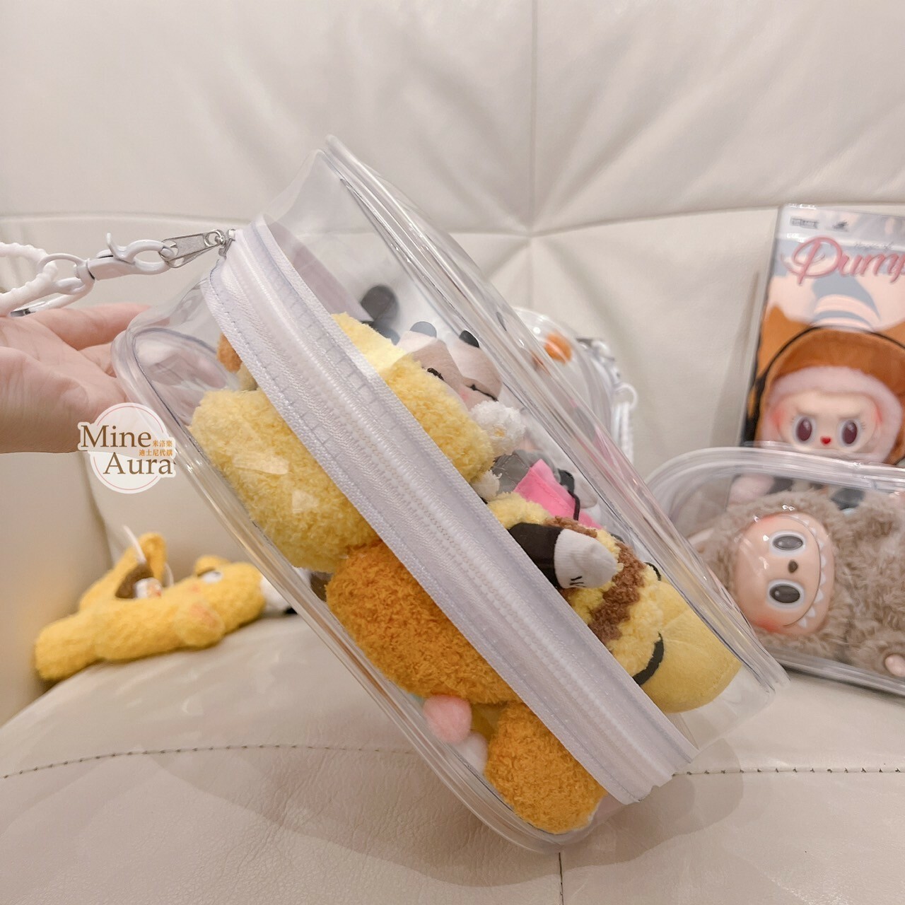 (現貨) 溜娃專用 高清 加厚 雙扣設計 透明拉鍊 大容量 大圓包 收納包 吊飾 (無附吊飾/適用 nuiMOs 拉布布 LABUBU)