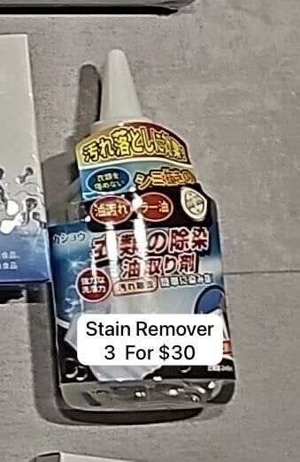 CLOTHES STAIN REMOVER 3 FOR $50