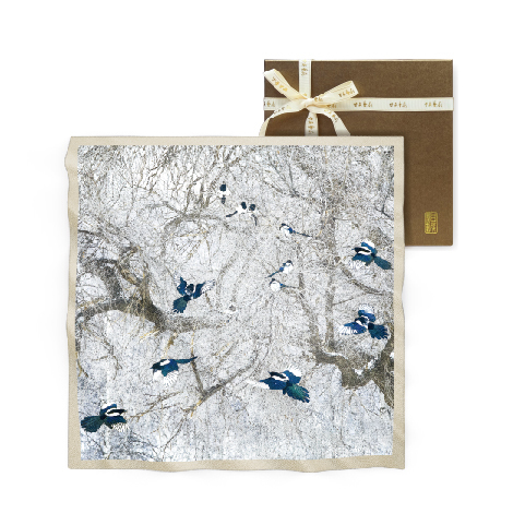 絲巾｜寒林喜鵲款